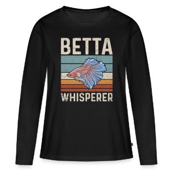 Betta Whisperer Angebot für einen - Frauen Premium Bio Langarmshirt - Schwarz - Vorne - Julia (174cm)