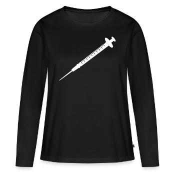 Spritze - Frauen Premium Bio Langarmshirt - Schwarz - Vorne - Julia (174cm)