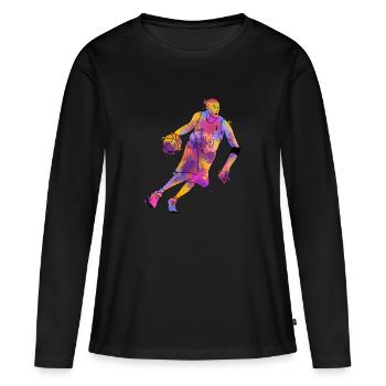Cadeau de basketball pour le sport de tournoi d’entraînement - T-shirt manches longues Premium bio Femme - noir - Devant - Julia (174cm)
