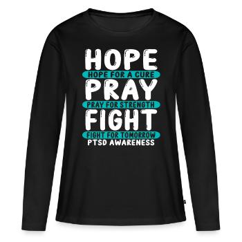 PTSD Movement Ribbon Veteran PTSD Warrior - Frauen Premium Bio Langarmshirt - Schwarz - Vorne - Julia (174cm)