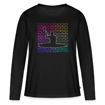 Canoë Mur Vintage - T-shirt manches longues Premium bio Femme - noir - Devant - Julia (174cm)