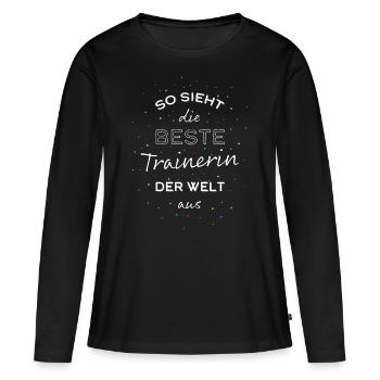 Personal Trainerin Fitnesstrainerin - Frauen Premium Bio Langarmshirt - Schwarz - Vorne - Julia (174cm)