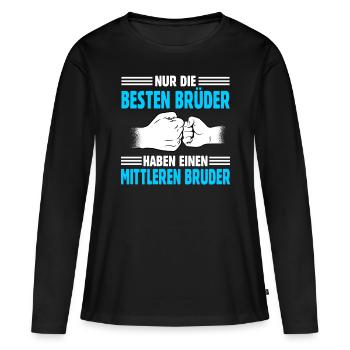 Brüder Mittlerer Bruder - Frauen Premium Bio Langarmshirt - Schwarz - Vorne - Julia (174cm)