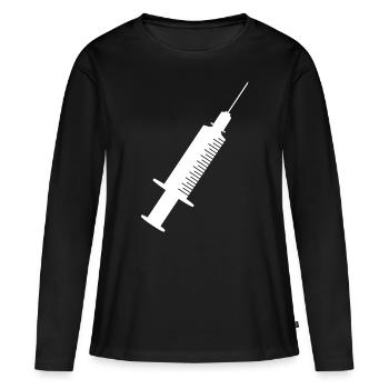 Spritze Weiss - Frauen Premium Bio Langarmshirt - Schwarz - Vorne - Julia (174cm)