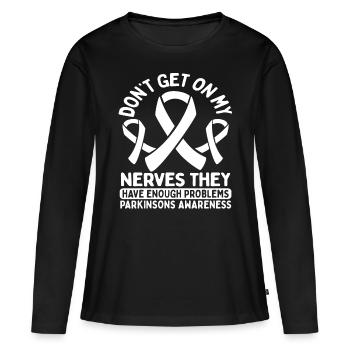 Combattant survivant de la sensibilisation à la maladie de Parkinson - T-shirt manches longues Premium bio Femme - noir - Devant - Julia (174cm)