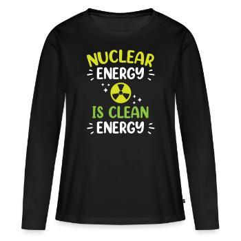 L’énergie nucléaire est une énergie propre L’énergie nucléaire - T-shirt manches longues Premium bio Femme - noir - Devant - Julia (174cm)