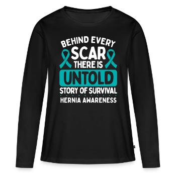Journée de sensibilisation à la hernie Mois de la survie à la hernie - T-shirt manches longues Premium bio Femme - noir - Devant - Julia (174cm)