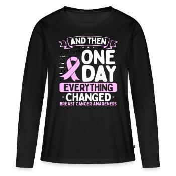 Breast Cancer Awareness Ribbon Changed - Frauen Premium Bio Langarmshirt - Schwarz - Vorne - Julia (174cm)