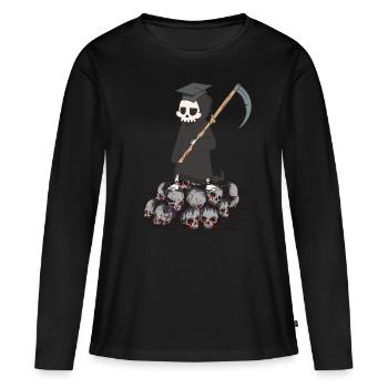 Horror Sense Meister Sensenmann Tod Halloween - Frauen Premium Bio Langarmshirt - Schwarz - Vorne - Julia (174cm)
