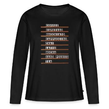 Variétés de café Coffeeshop Barista Hipster - T-shirt manches longues Premium bio Femme - noir - Devant - Julia (174cm)