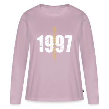 1997 Né dans les années 90 - T-shirt manches longues Premium bio Femme - rose poudré - Devant - Julia (174cm)