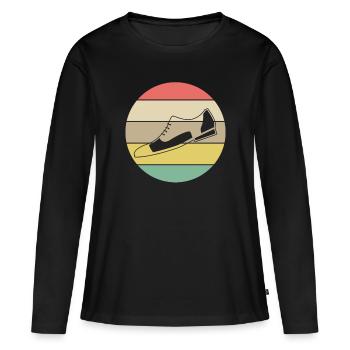 Vintage Retro Stepp-Schuhe - Frauen Premium Bio Langarmshirt - Schwarz - Vorne - Julia (174cm)