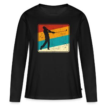 Golf Logo Retro - Frauen Premium Bio Langarmshirt - Schwarz - Vorne - Julia (174cm)