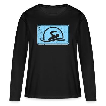 Logo du nageur nageur - T-shirt manches longues Premium bio Femme - noir - Devant - Julia (174cm)
