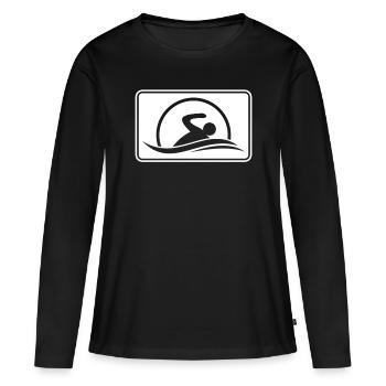 Logo du nageur nageur - T-shirt manches longues Premium bio Femme - noir - Devant - Julia (174cm)