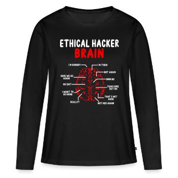 Ethical Hacker Brain Online Security Cyber Hacking - Frauen Premium Bio Langarmshirt - Schwarz - Vorne - Julia (174cm)