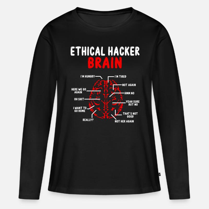 Ethical Hacker Brain Online Security Cyber Hacking - Frauen Premium Bio Langarmshirt - Schwarz