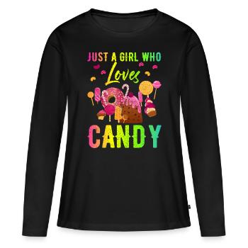 Sucreries - T-shirt manches longues Premium bio Femme - noir - Devant - Julia (174cm)