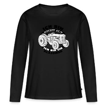 Ich bin nicht alt - Ich bin ein Klassiker Rentner - Frauen Premium Bio Langarmshirt - Schwarz - Vorne - Julia (174cm)