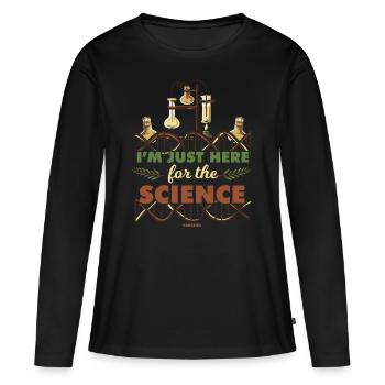 Je suis juste ici pour la science - T-shirt manches longues Premium bio Femme - noir - Devant - Julia (174cm)
