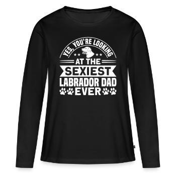 Labrador Labrador Père Labrador Amoureux - T-shirt manches longues Premium bio Femme - noir - Devant - Julia (174cm)