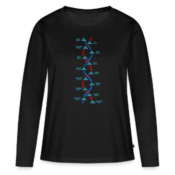 Alpinist DNA 14 Höchste Berge Everest K2 Makalu - Frauen Premium Bio Langarmshirt - Schwarz - Vorne - Julia (174cm)