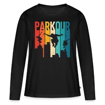 Parkour - T-shirt manches longues Premium bio Femme - noir - Devant - Julia (174cm)