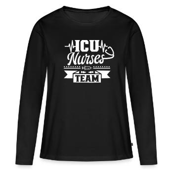 Équipe Soins Intensifs Infirmières Soins Intensifs Soins Intensifs - T-shirt manches longues Premium bio Femme - noir - Devant - Julia (174cm)