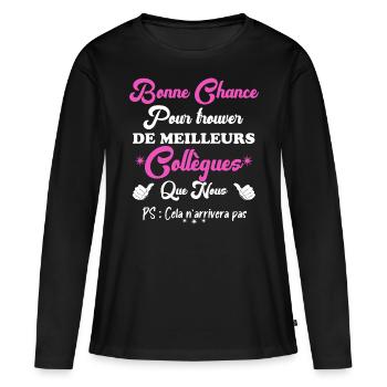 Meilleur collègue pour une collègue qui part - T-shirt manches longues Premium bio Femme - noir - Devant - Julia (174cm)