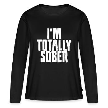 Je suis totalement sobre - T-shirt manches longues Premium bio Femme - noir - Devant - Julia (174cm)