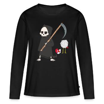Death Grim Reaper Poulet Horreur Halloween Head Brutal - T-shirt manches longues Premium bio Femme - noir - Devant - Julia (174cm)