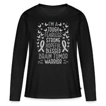 Brain Tumor Awareness Ribbon Cancer Warrior - Women's Premium Organic Long Sleeve Shirt - black - Front - Julia (174cm)