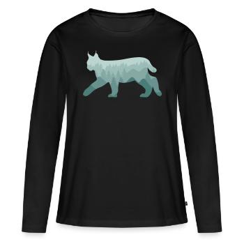 Luchs Rotluchs Wald Natur Landschaft Geschenk - Frauen Premium Bio Langarmshirt - Schwarz - Vorne - Julia (174cm)