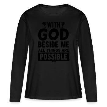 Dieu - T-shirt manches longues Premium bio Femme - noir - Devant - Julia (174cm)