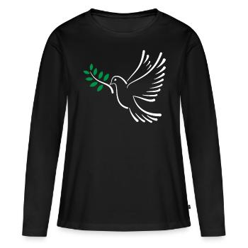 Friedenstaube - Frauen Premium Bio Langarmshirt - Schwarz - Vorne - Julia (174cm)