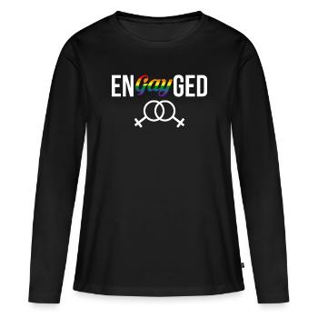 EnGAYged Gift Femmes Mariage - T-shirt manches longues Premium bio Femme - noir - Devant - Julia (174cm)