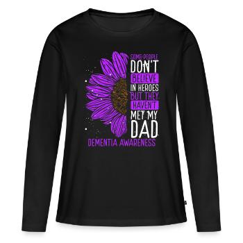 Ruban de sensibilisation à la démence Papa guerrier - T-shirt manches longues Premium bio Femme - noir - Devant - Julia (174cm)