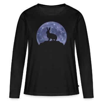 Rabbit Moon Forest Animals Animal Lover Gift - Women's Premium Organic Long Sleeve Shirt - black - Front - Julia (174cm)