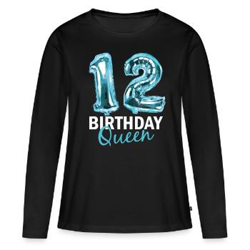 12 Jahre Geburtstag Geschenk Mädchen Ballons Print - Frauen Premium Bio Langarmshirt - Schwarz - Vorne - Julia (174cm)
