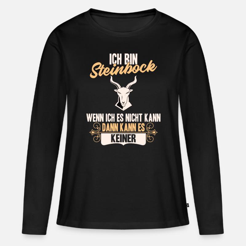 Sternzeichen Steinbock - Frauen Premium Bio Langarmshirt - Schwarz