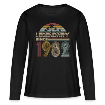 40. Geburtstag Jahrgang 1982 Legendary Since 1982 - Frauen Premium Bio Langarmshirt - Schwarz - Vorne - Julia (174cm)