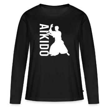Aïkido - T-shirt manches longues Premium bio Femme - noir - Devant - Julia (174cm)
