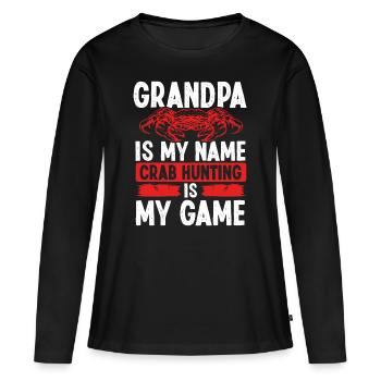 Pêche au crabe Grand-père Chasse au crabe Chasseur de crabe - T-shirt manches longues Premium bio Femme - noir - Devant - Julia (174cm)