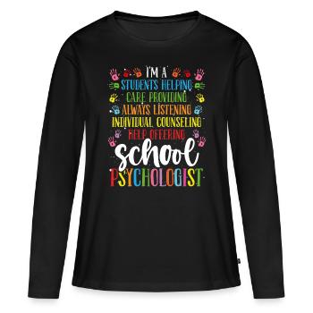 Professeur de psychologie scolaire Psychologue scolaire - T-shirt manches longues Premium bio Femme - noir - Devant - Julia (174cm)