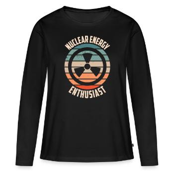 Passionné d’énergie nucléaire Énergie nucléaire Énergie nucléaire - T-shirt manches longues Premium bio Femme - noir - Devant - Julia (174cm)