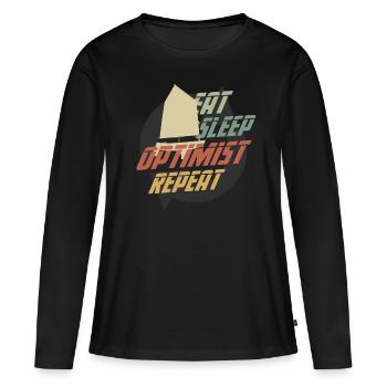 Retro Eat Sleep Optimist Répéter OPTIMIST PRESENT - T-shirt manches longues Premium bio Femme - noir - Devant - Julia (174cm)