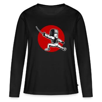 Figure d’escrime kawaii attaquant l’escrime - T-shirt manches longues Premium bio Femme - noir - Devant - Julia (174cm)