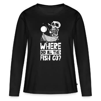 Wo Sind Die Ganzen Fische Hin? Fischer Fischen - Frauen Premium Bio Langarmshirt - Schwarz - Vorne - Julia (174cm)