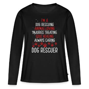Chien Sauveteur Appreciaton Rescue Dog Dad Animal - T-shirt manches longues Premium bio Femme - noir - Devant - Julia (174cm)