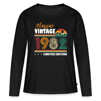 40. Geburtstag Jahrgang 1982 Classic Vintage 1982 - Frauen Premium Bio Langarmshirt - Schwarz - Vorne - Julia (174cm)